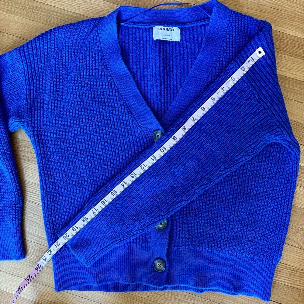 Old Navy Linen Cotton Blend Cardigan Blue V-neck Button Front‎ Sweater Women's M - Picture 12 of 12